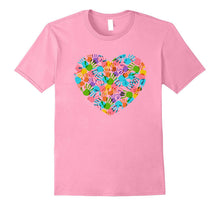 Autism Awareness T-Shirt Teacher Hand Print Heart Love Tee