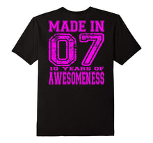 10th Birthday Gift Shirt Made in 07 10 Years of Awesomeness