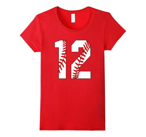 #12 Baseball Laces Baseball Mom Jersey Love Baseball T-Shirt