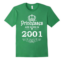 Princesses Are Born in 2001 T-Shirt 16th Birthday Gift Girl