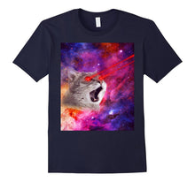Cool Crazy Angry Cat With Laser Eyes in Space Galaxy T-Shirt