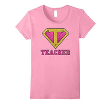 Super Hero Teacher Glitter Gold Pink Gift Tshirt