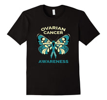 Ovarian Cancer Awareness Butterfly Teal Ribbon T-Shirt