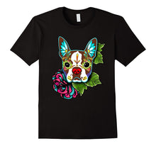 Boston Terrier in Red - Day of the Dead Sugar Skull Dog