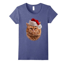 Disgruntle Orange Tabby Cat in Santa Hat, Christmas T-Shirt