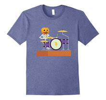 Drummer Skeleton T-Shirt Funny Halloween Pumpkin Head Tee
