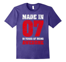 10th Birthday Gift T Shirt Made in 2007 Awesome Five Colors