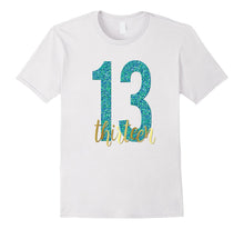 13th Birthday Shirt Gift Gold Mermaid Blue Thirteen 13