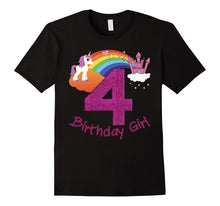 4th Birthday Girl Princess Rainbow Unicorn T Shirt Tee
