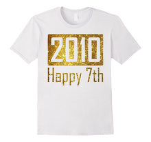 2010 Happy 7th Birthday Gift - Gold Glitter Style Tshirt