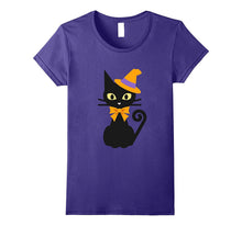 Halloween Black Cat With Hat and Bow Japanese Funny Tshirt