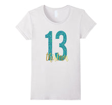13th Birthday Shirt Gift Gold Mermaid Blue Thirteen 13