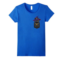 Black Cat Witch in Chest Pocket Halloween T-Shirt