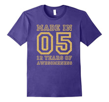 12th Birthday Shirt Gift Made in 05 12 Years of Awesomeness