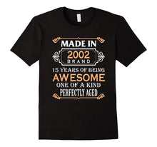 15th Birthday Gift TShirt Made in 2002 Awesome 15 Years Old