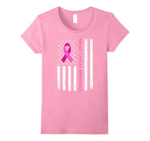Breast Cancer Awareness T-Shirt American Flag Distressed Tee