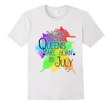 Queens Are Born in July T-Shirt: Watercolor Splash