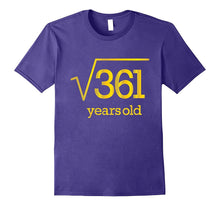 Gold Nineteen Year 19 Party Nineteenth 19th Square Root 361