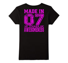 10th Birthday Gift Shirt Made in 07 10 Years of Awesomeness