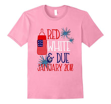 July 4th Shirt Pregnant Bottle Red White Due January 2018
