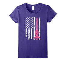 Breast Cancer Awareness T-Shirt American Flag Distressed Tee