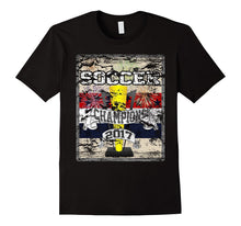 Soccer Champions 2017 Red Blue Stripe Distressed Look TShirt