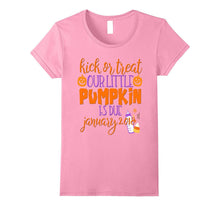Halloween Pregnancy Shirt Kick or Treat Due January 2018