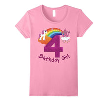 4th Birthday Girl Princess Rainbow Unicorn T Shirt Tee