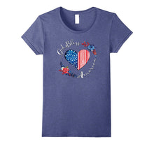 God Bless America USA Heart Patriotic Boho July 4th T-Shirt