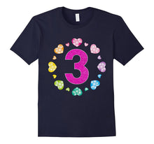 3rd Birthday T-Shirt for Girls Shiny Hearts Princess Three