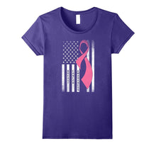 Breast Cancer Awareness T-Shirt American Flag Distressed Tee