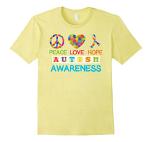 Autism Awareness Peace Love Hope Puzzle Ribbon T-Shirt