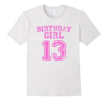 13th Birthday Sports Jersey T Shirt - 13 Year Old Girl Pink