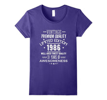 1986 T-Shirt for Men/Women. 31st Birthday Gift Ideas.
