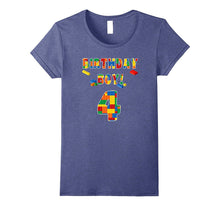 Building Block Birthday Boy Turning 4 T-Shirt