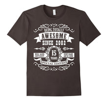15 Th Birthday Gift T-Shirt Awesome Since 2002 Tee 15 B-Day