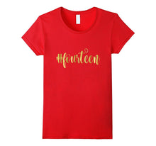14th Birthday Shirt Gift Gold Hashtag Milestone Fourteen 14