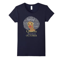 Queens Are Born in October Birthday Black Women T-Shirt
