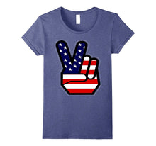 4th of July Shirt USA American Flag Peace Sign Hand Kids
