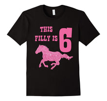 Kids 6th Birthday Horse Bling T-Shirt for 6 Year Old Girls