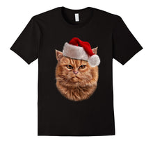 Disgruntle Orange Tabby Cat in Santa Hat, Christmas T-Shirt
