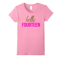 Gold Hello Fourteen Shirt 14th Birthday Shirt