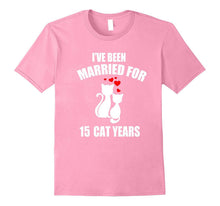 1st Wedding Anniversary T-Shirt 15 Cat Years Gift