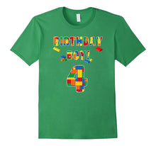 Building Block Birthday Boy Turning 4 T-Shirt