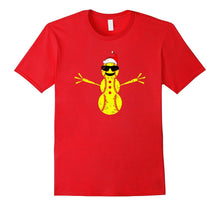Funny Softball Snowman Santa Christmas Gift T Shirt