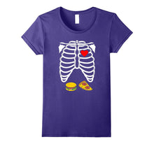 Skeleton Rib Cage Burger Pizza Pregnancy Halloween T-Shirt