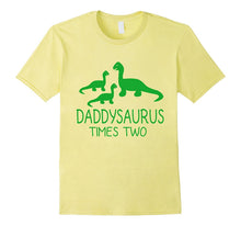 Men's DADDYSAURUS TIMES TWO Twins Father Dad Kids Dinosaur Green