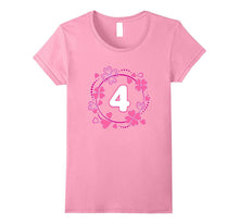 Cute Clover Hearts 4th Birthday T-Shirt Pink Flower Art Gift