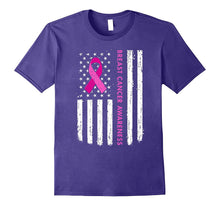 Breast Cancer Awareness T-Shirt American Flag Distressed Tee