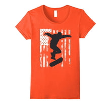 Skater American Flag Us Jump Sport Skateboard T-Shirt